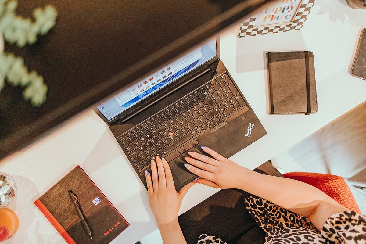 student working in apartment