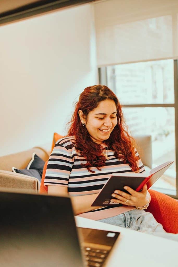 student working in apartment